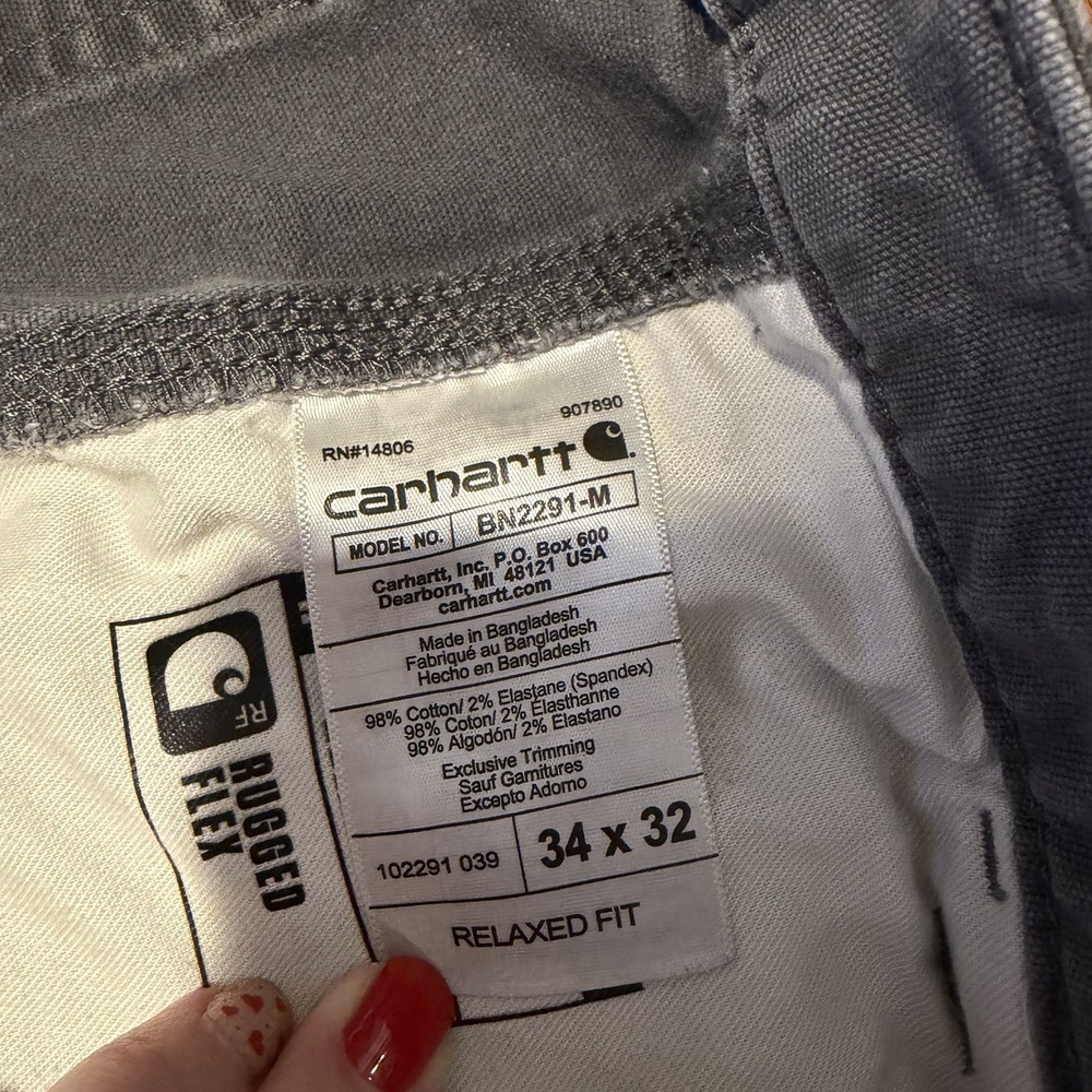 Carhartt Dark Gray Pants with Green & White Paint Splatter - Picture 7 of 10